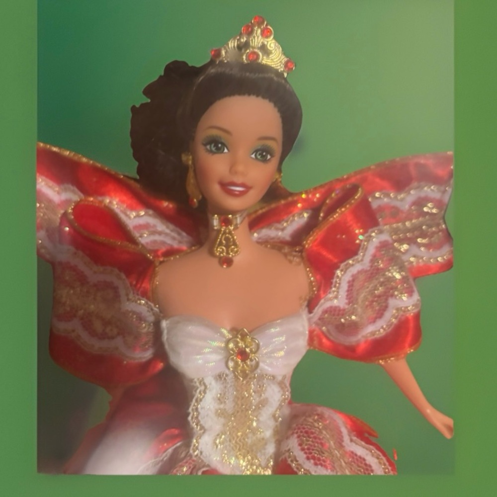 Nib Red Barbie Christmas Happy Holiday Special Edition 1997 Anniversary Tenth View 5